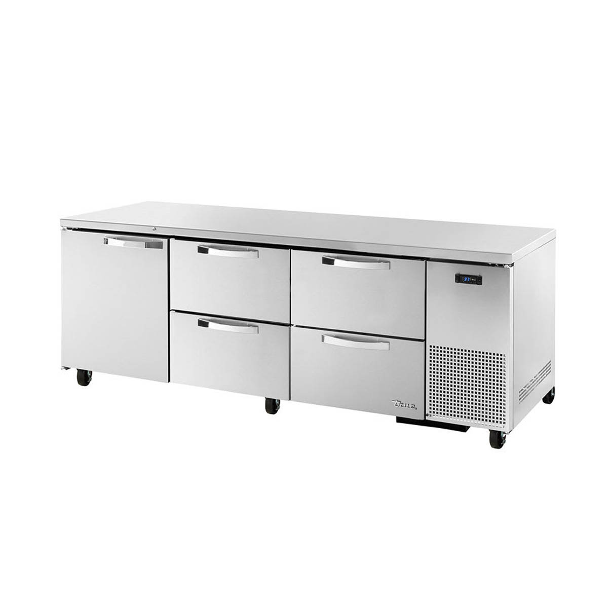 True TUC-93D-4-HC~SPEC3 1-door, 4-drawer deep undercounter refrigerator, front angle view