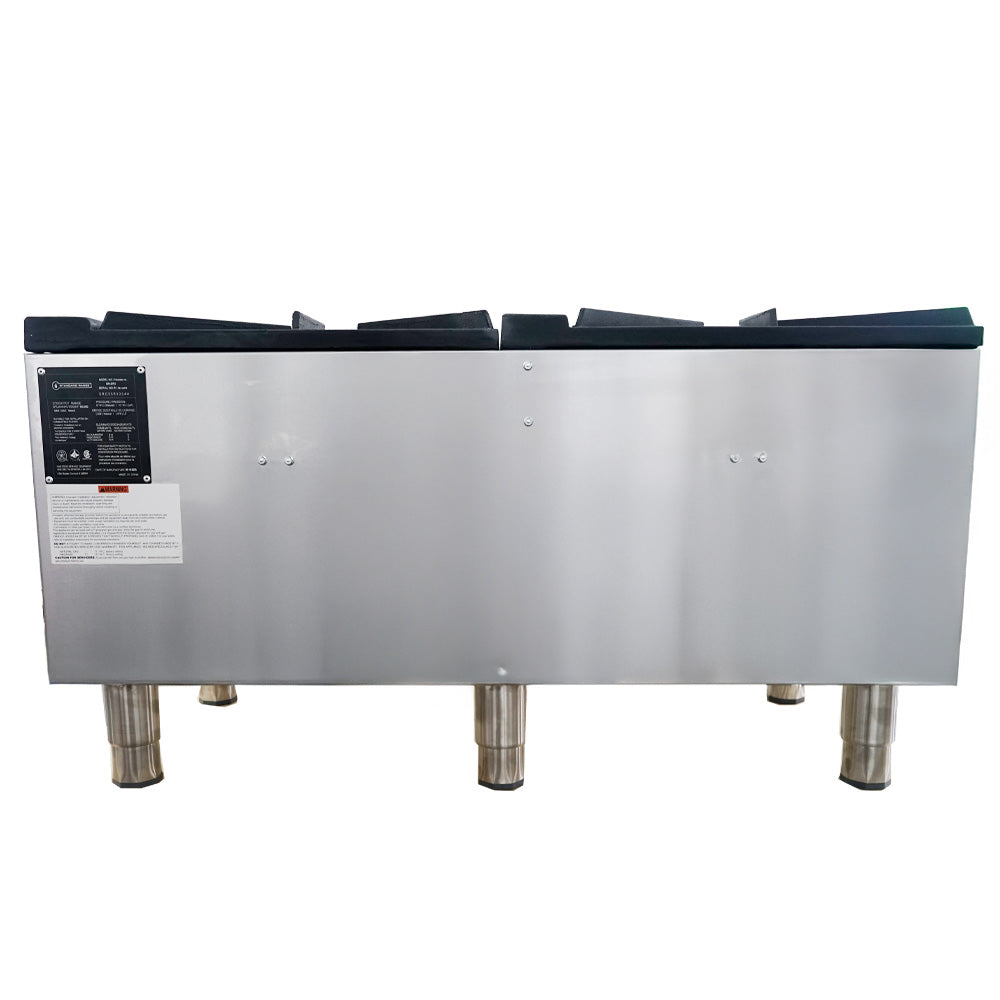 Standard Range SR-SP2 double burner gas stock pot range, side view with data plate