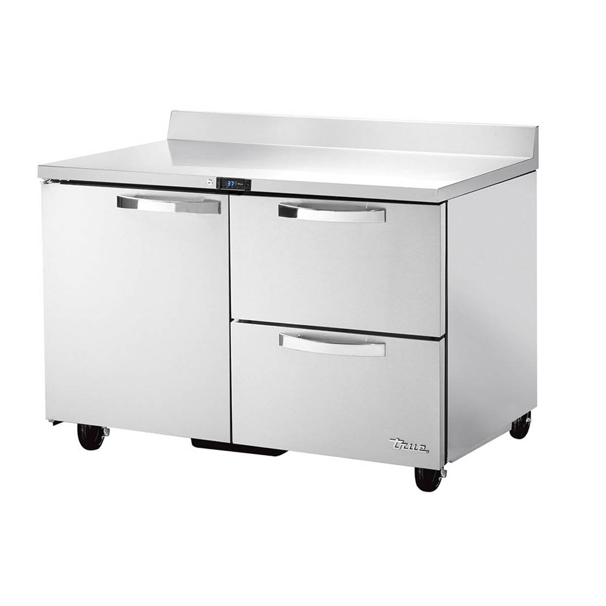 True TWT-48D-2-HC~SPEC3 1-door 2-drawer worktop refrigerator, front angle view, door and drawers closed