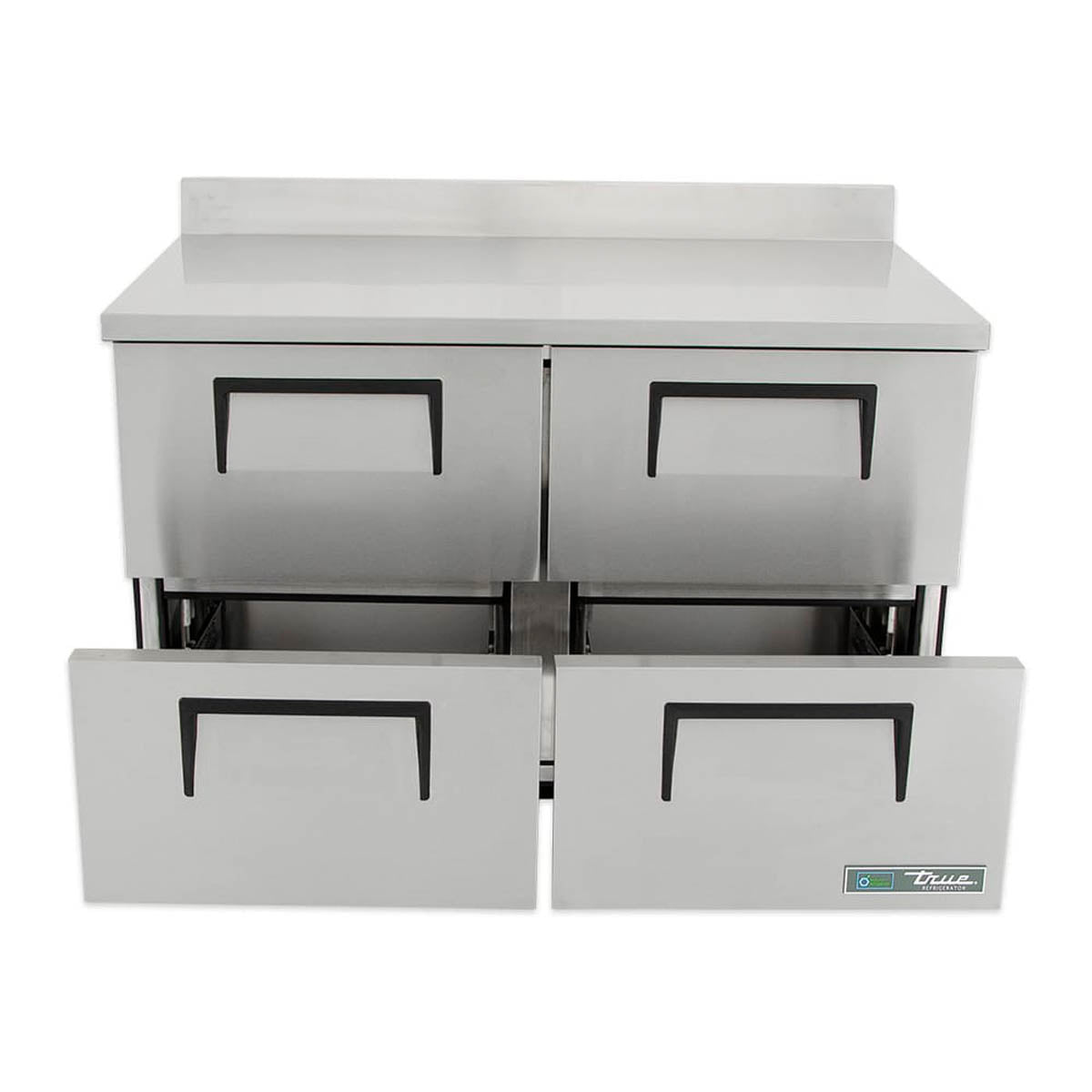 True TWT-48D-4-HC 4-drawer worktop refrigerator, front view with bottom drawers open