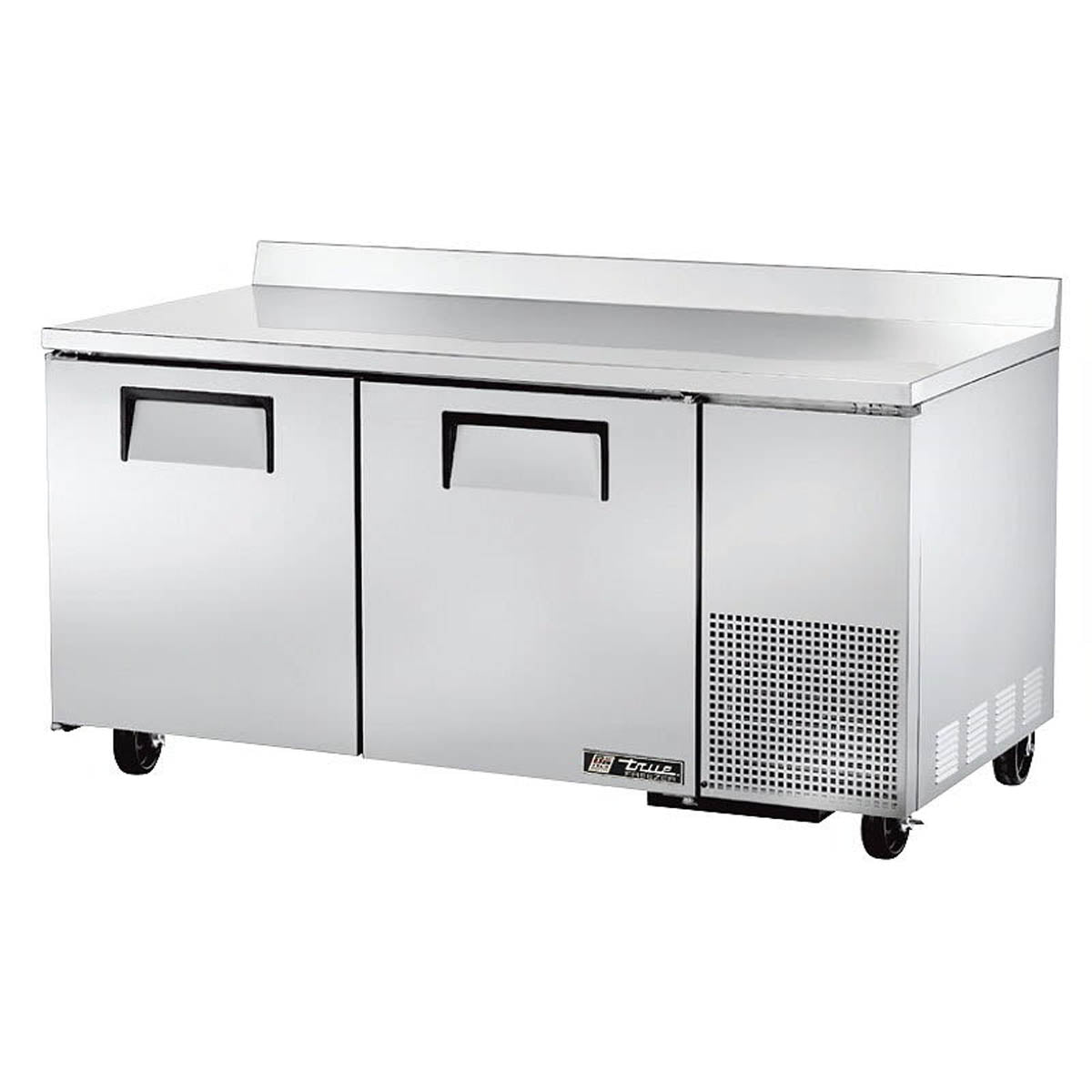 True TWT-67F-HC 2-door deep worktop freezer, front angle view, doors closed