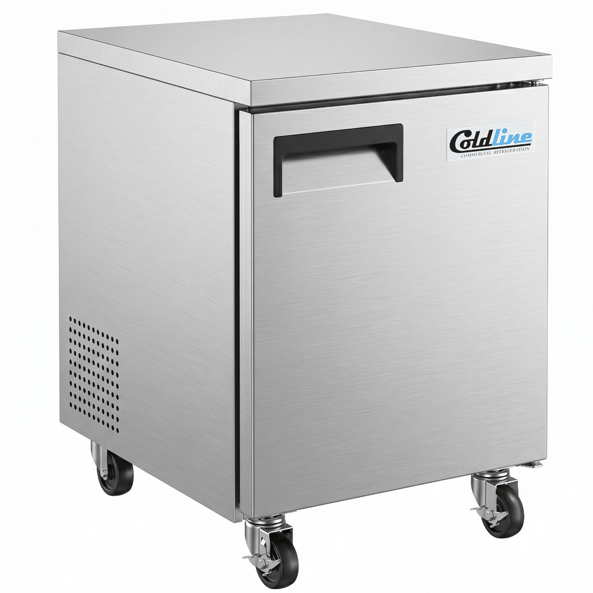 Coldline UC-27F undercounter worktop freezer, angled front view