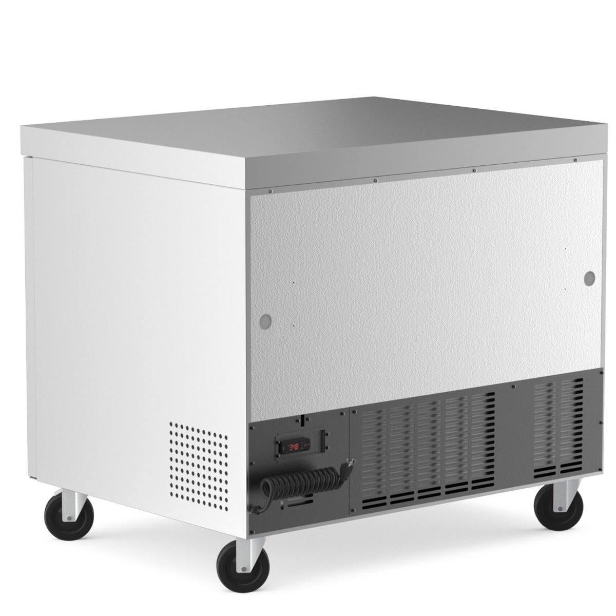 Coldline UC-36R undercounter worktop refrigerator, side and rear view