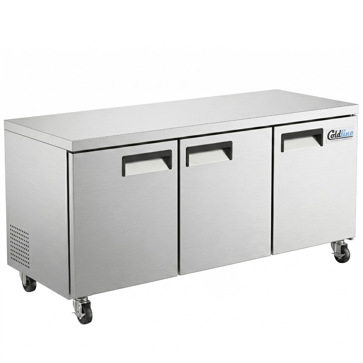 Coldline UC-72R undercounter worktop refrigerator, angled front view