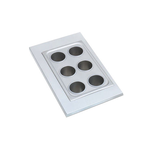 Vollrath 19195 Adapter Plate, 6 Round 4-1/4" Holes, 300 Stainless Steel, Fits 78710 Bain Marie Pots — Case of 4 pieces