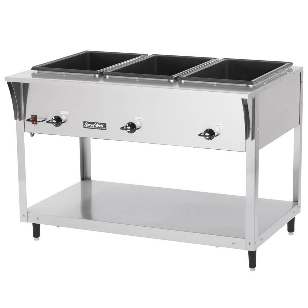 Vollrath 38213 46" ServeWell SL-Hot Food Table w/ (3) Sealed Wells and Undershelf