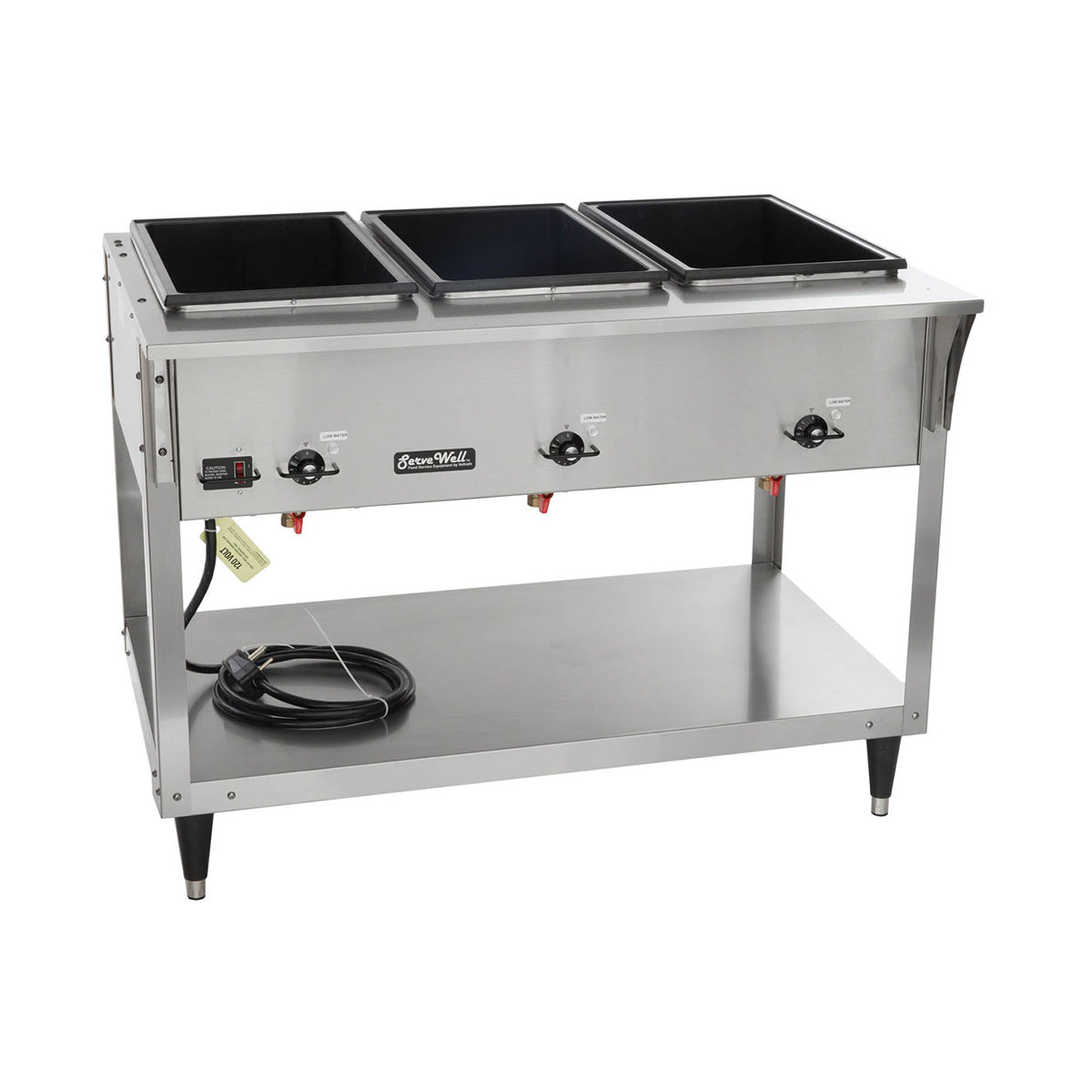 Vollrath 38213 46" ServeWell SL-Hot Food Table w/ (3) Sealed Wells and Undershelf