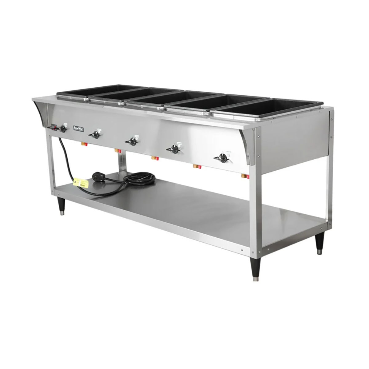 Vollrath 38219 76" ServeWell SL-Hot Food Table w/ (5) Sealed Wells and Undershelf