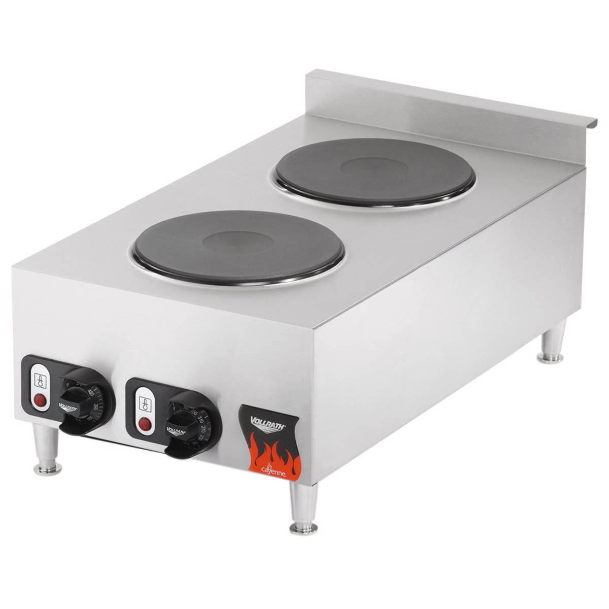 Vollrath 40739 15" Electric Countertop Cayenne Hotplate with (2) Solid Burners, Manual Controls, 208/240v