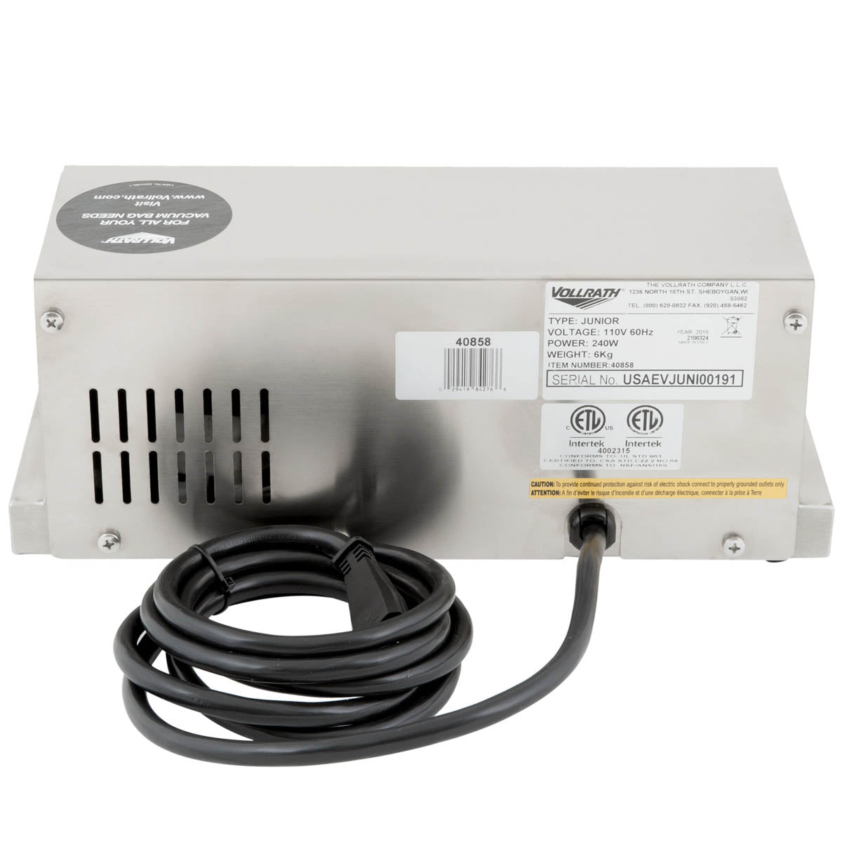 Vollrath 40858 Countertop External Vacuum Packaging Machine with 12-3/16" Seal Bar