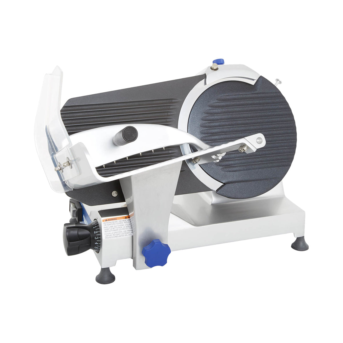 Vollrath 40950 SLM250/S 10" Meat Slicer - Belt Drive, 1/3 HP, 120V, 25° Gravity Feed, QuanTanium Non-Stick Plate