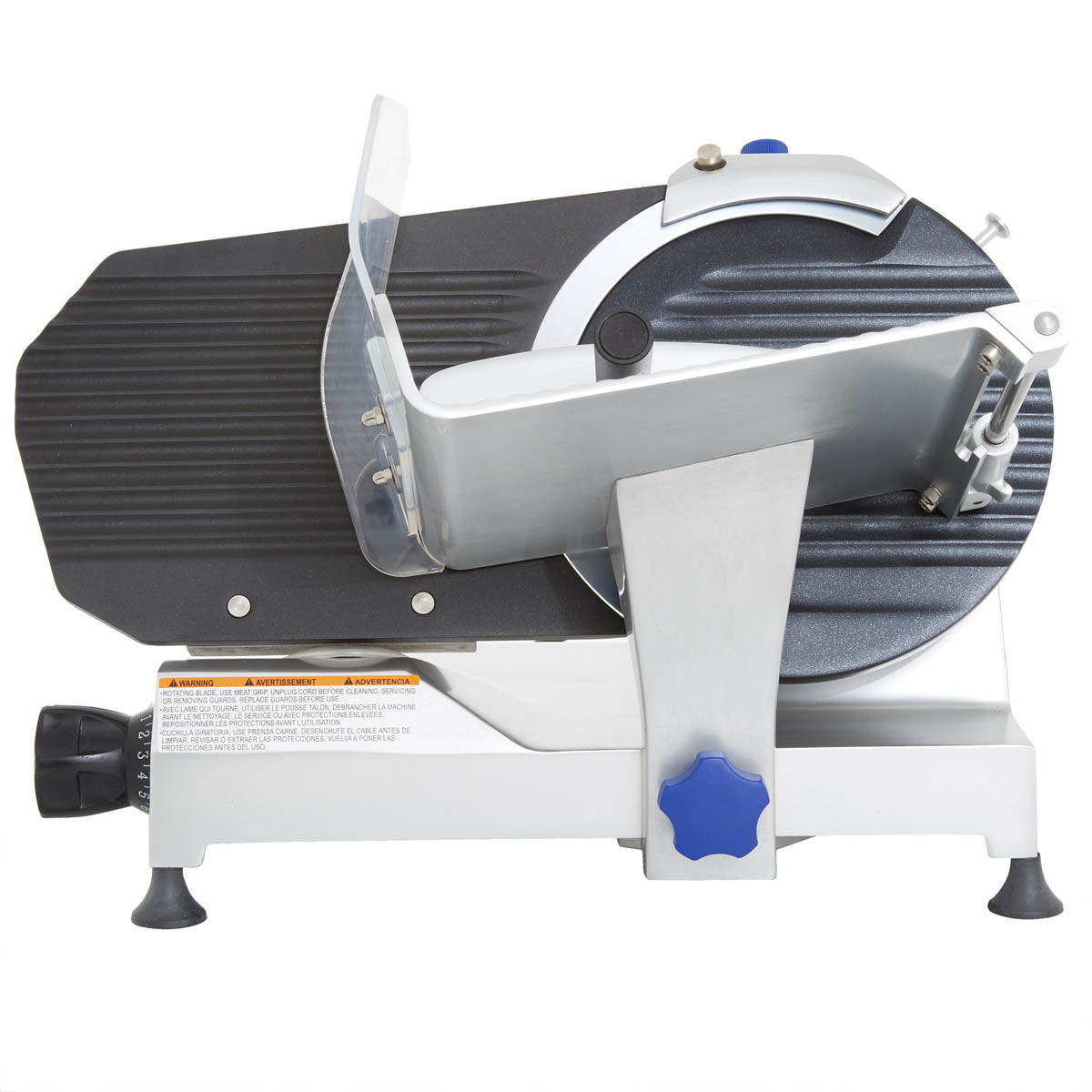 Vollrath 40950 SLM250/S 10" Meat Slicer - Belt Drive, 1/3 HP, 120V, 25° Gravity Feed, QuanTanium Non-Stick Plate