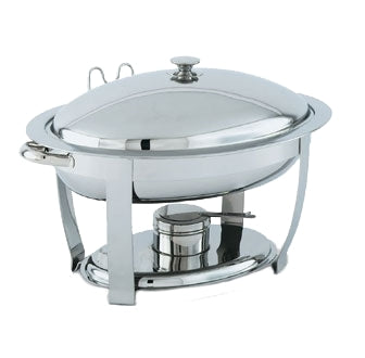 Vollrath 46500 Orion Oval Chafer, 6-Qt 5.7L 18/8 SS Stand/Holder, Pans, Cover Set 21.8x17.5x13.4"