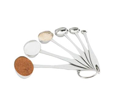 Vollrath 46588 Six-Piece Measuring Spoon Set, 18/8 Stainless Steel, Stamped Sizes, Ring - Set β Case of 12 sets