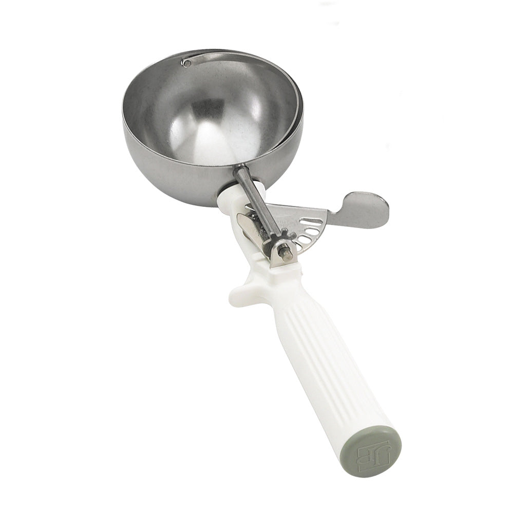Vollrath 47139 Disher, Round Bowl, Size 6, 5-1/3 Oz, Stainless Steel, White Handle — Case of 12 pieces