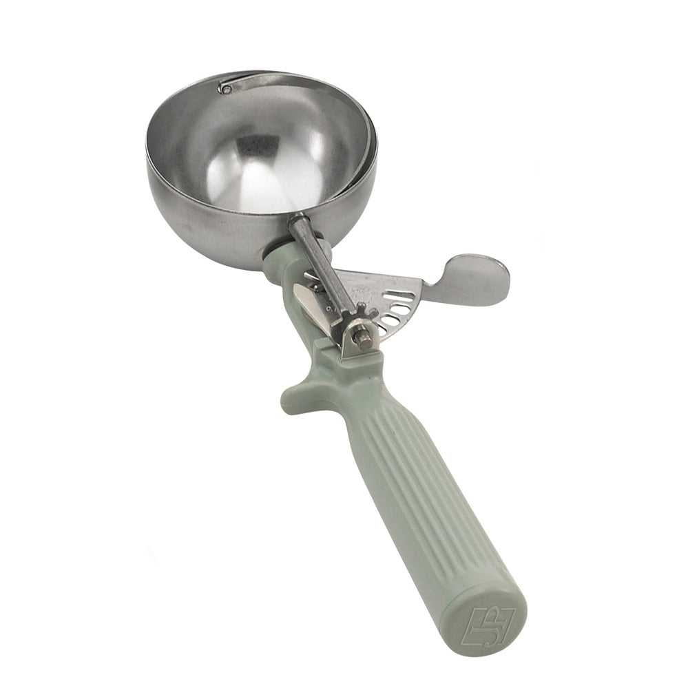 Vollrath 47140 Disher, Round Bowl, Size 8, 4 Oz Capacity, Stainless Steel, Gray Handle — Case of 12 pieces