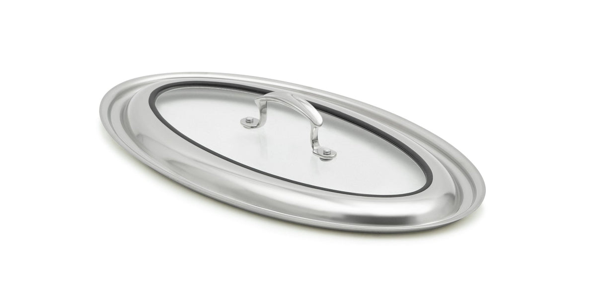 Vollrath 49442C Miramar Lid, 16" x 9" x 2-1/2", Oval, Stainless Steel, Riveted Handles