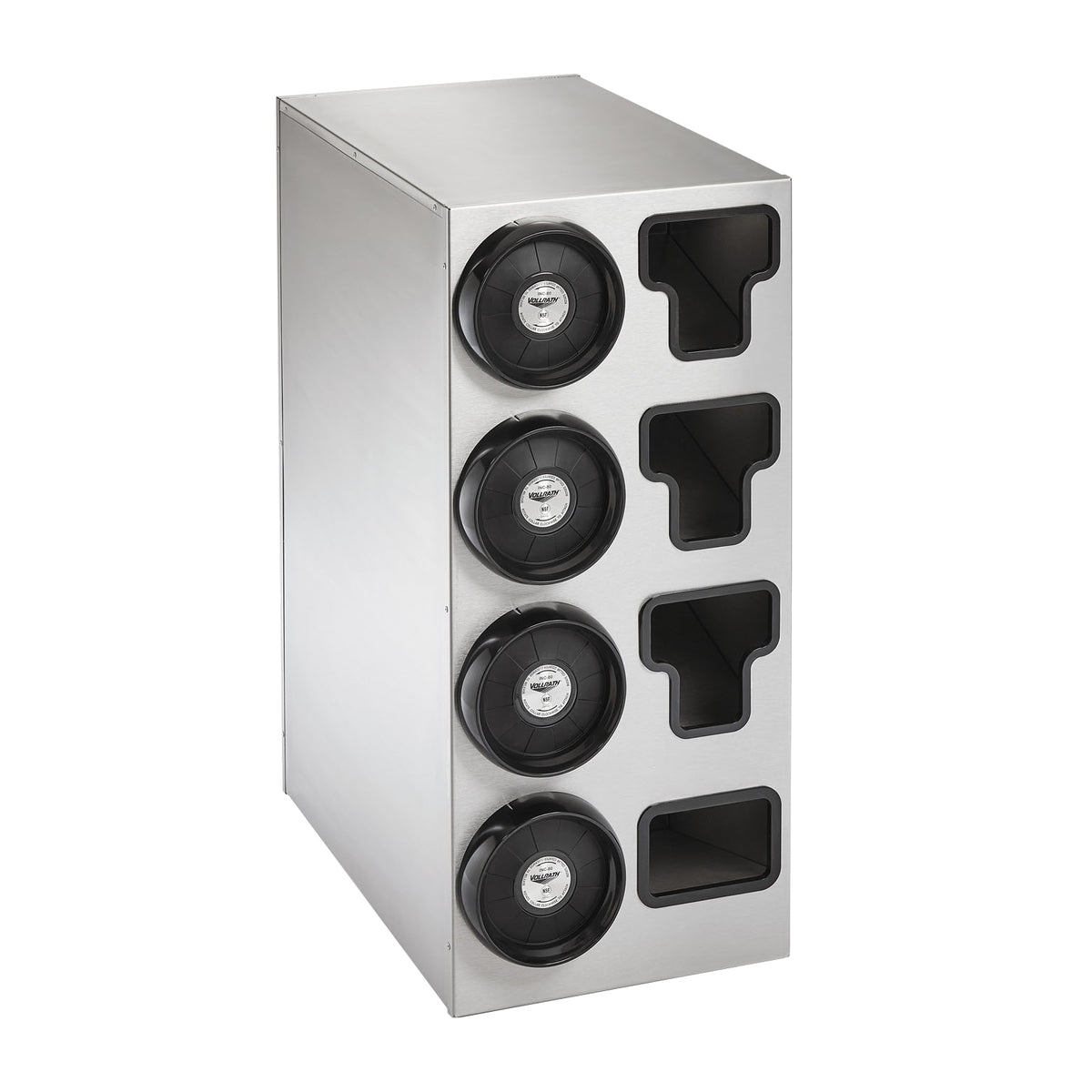 Vollrath 58834 Cup Dispenser, 14-1/4"W x 23-1/4"D x 31-5/8"H, 4 (2-1/4"-4-3/4" Rim), 3 T-Lid Holders