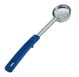 Vollrath 62155 Spoodle Spoon 2 Oz Perforated Stainless Steel 12-1/2" Length Blue Grip ’N Serv Handle — Case of 12 pieces