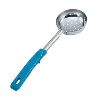Vollrath 62175 Spoodle 6 Oz Perforated Stainless Spoon Teal Grip ’N Serv Handle, 13-13/16" Length — Case of 12 pieces