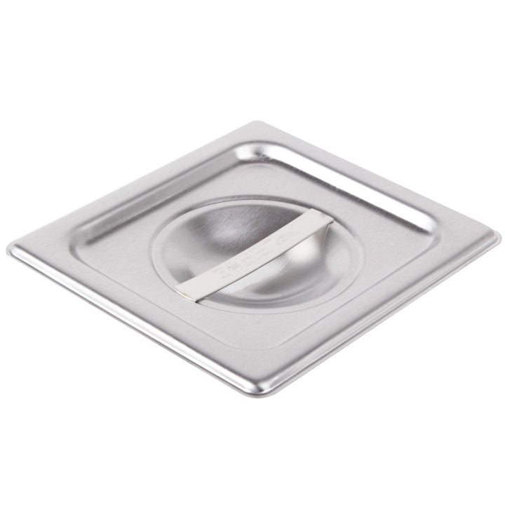 Vollrath 75160 Steam Table Pan Cover, 1/6 Size Solid Stainless Steel, With Handle, NSF, Made in USA — Case of 6 pieces
