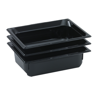 Vollrath 8004420 Super Pan 1/1 GN Food Pan, 4" Deep Black Polycarbonate, Ramped Sides, NSF Certified — Case of 6 pieces