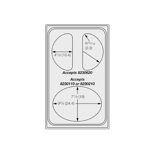Vollrath 8240410 Miramar Template, Night Sky, 1 Oval & 2 Half Oval Pans, 12" x 20", Plastic