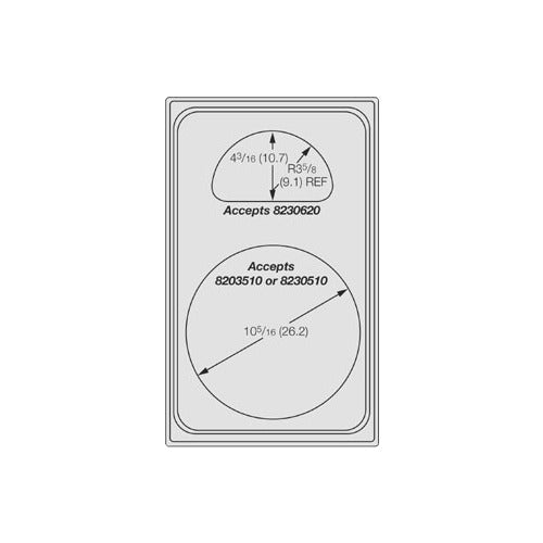 Vollrath 8241414 Miramar Template, Stainless Steel, 12" x 20", 2 Cutouts