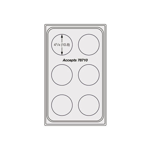 Vollrath 8241916 Miramar Template, 6-Cutout Stainless Steel Pan, 12 Gauge, Satin Finish, 12" x 20"