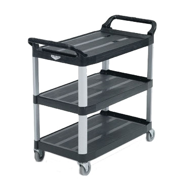 Vollrath 97007 Black 3-Shelf Multi-Purpose Plastic Utility Cart w/ 300 lbs. Capacity