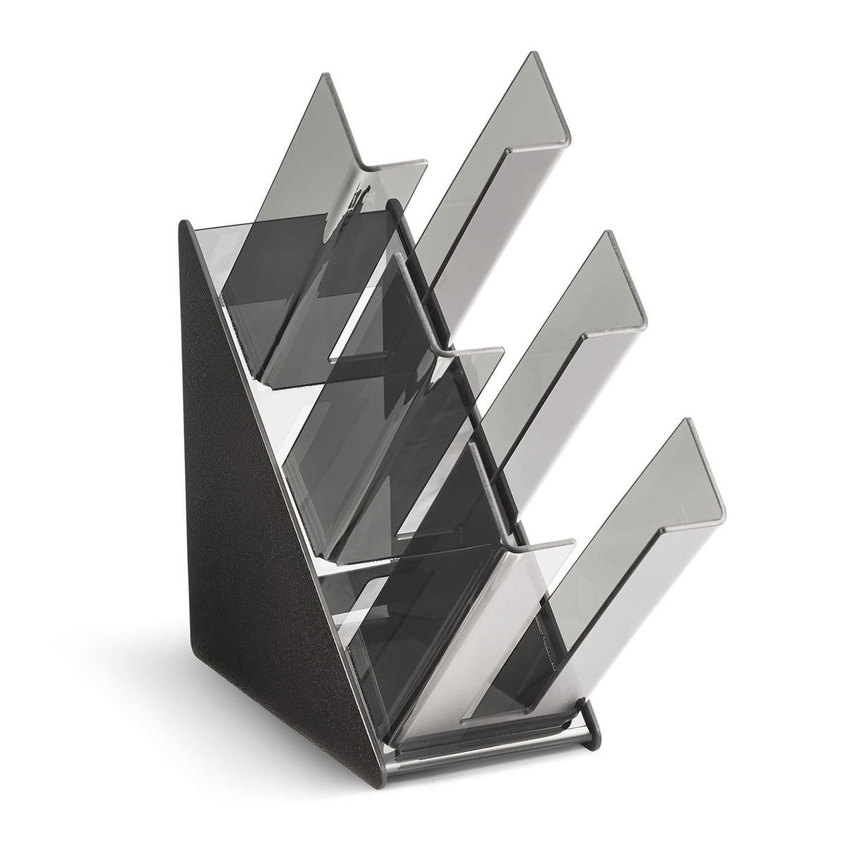 Vollrath CTCL-3B 3-High Lid Organizer, 6"W x 12"D x 17-1/2"H, Black ABS/Smoked Acrylic, NSF