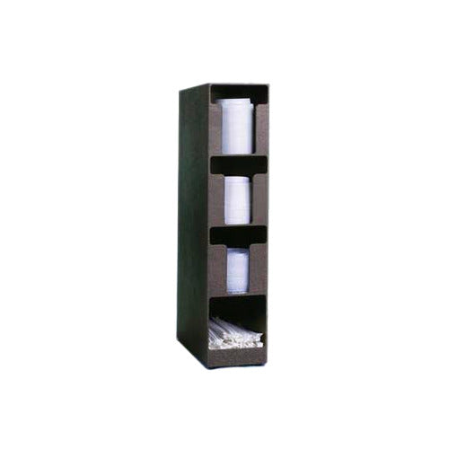 Vollrath CTL-3VS Vertical 3-Pocket Lid & Straw Dispenser, 24 3/4"H x 5 1/2"W x 13"D, Plastic, Black
