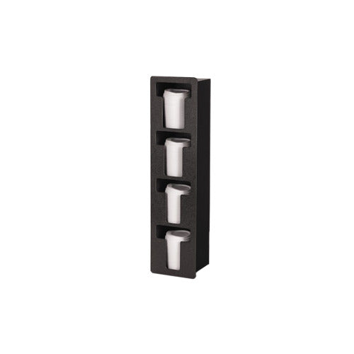 Vollrath FML-4V Flush Mount Lid Holder, 4 Columns, Vertical, 6-1/2"W x 5-3/8"D x 25-1/2"H, Black Plastic