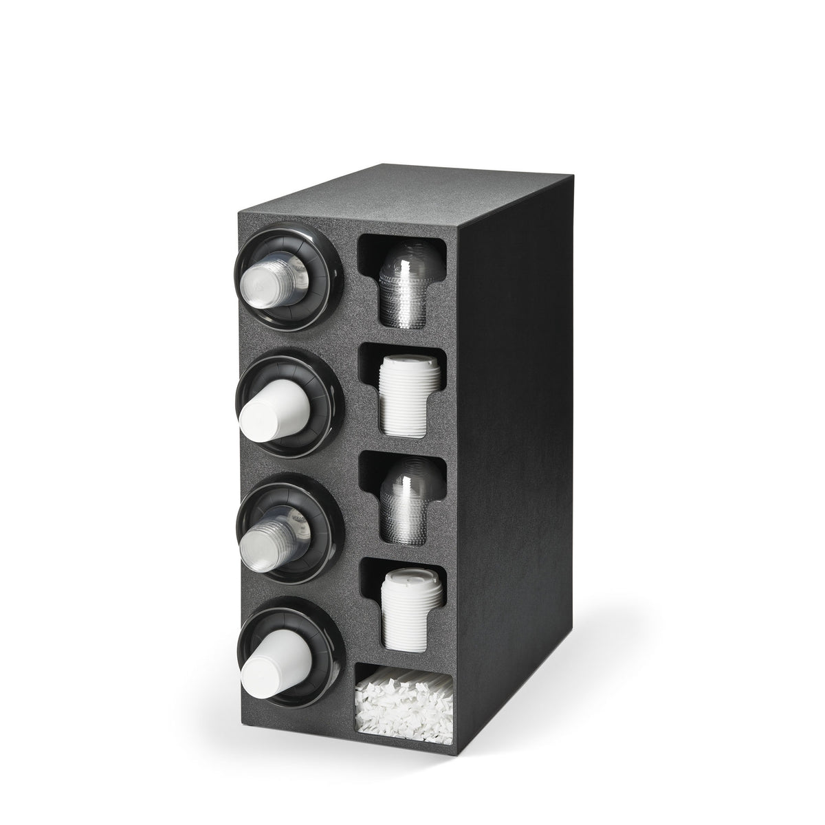 Vollrath G58807 Lidsaver2 Dispenser, Black ABS, 13-3/4"W x 23-3/8"D x 31-1/4"H, 4 T Lids, 1 Straw