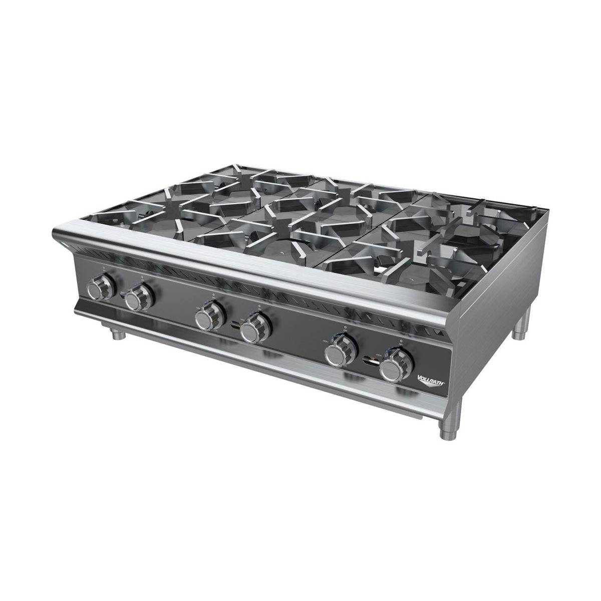 Vollrath HPG6-36 36" Countertop Gas Hotplate with (6) Burners, Manual Controls, 156.000 BTU