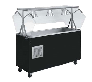 Vollrath R39713 46" 2-Series Refrigerated Cold Food station w/ Black Base and Cafeteria-style Breath Guard, (3) Pan