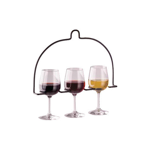Vollrath WR-1028-06 In-Line Wire Flight Caddy, Accommodates 3 Glasses, Black Powder Coat