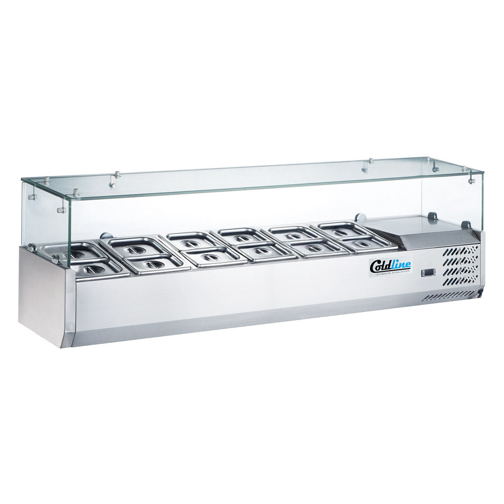 Coldline CTP60SG refrigerated countertop salad bar, shown with smaller pans