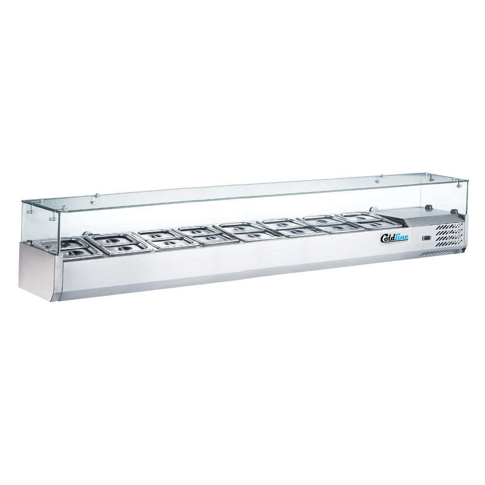 Coldline CTP70SG refrigerated countertop salad bar, shown with smaller pans