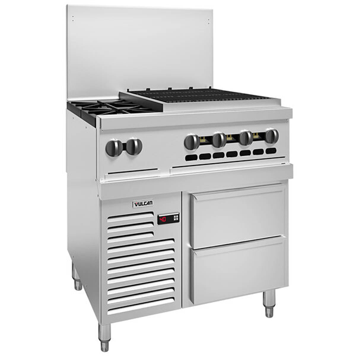 Vulcan 36R-2B24CB 36-Inch Commercial Gas Range — 2 Burners, Manual Control