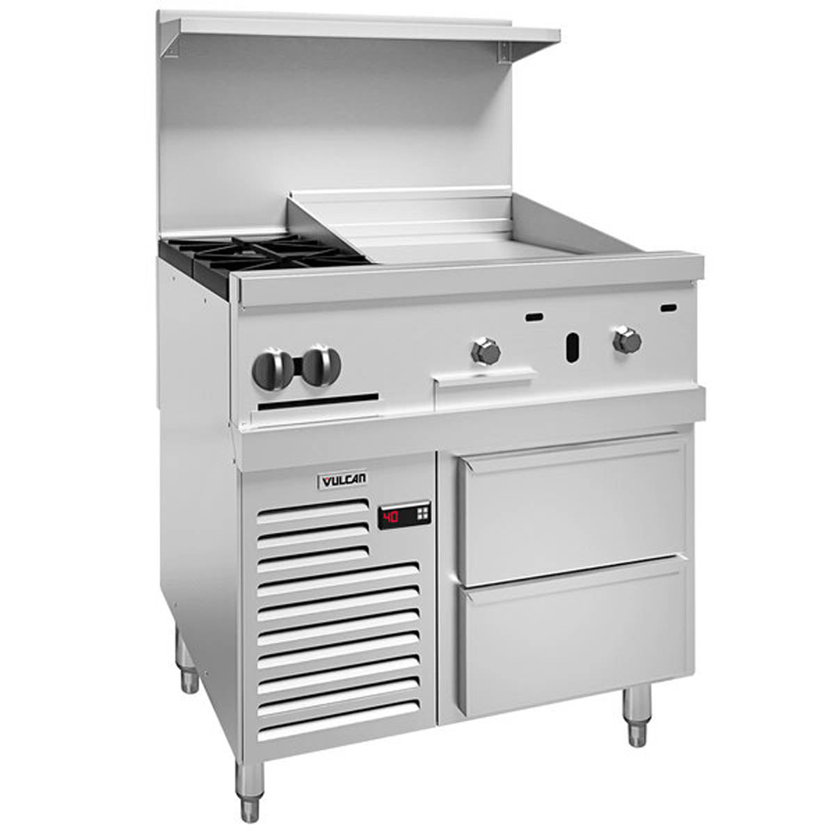 Vulcan 36R-2B24GT 36-Inch Commercial Gas Range — 2 Burners, Thermostatic Control