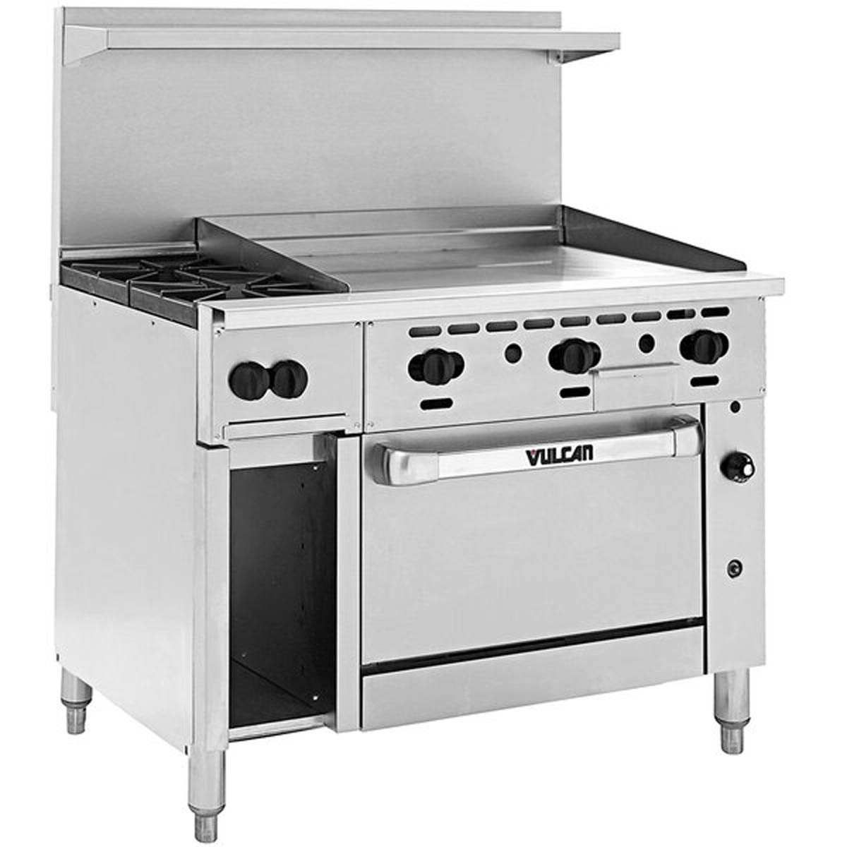 Vulcan 48C-2B36G 48-Inch Commercial Gas Range — 2 Burners, Convection Oven, Manual Control