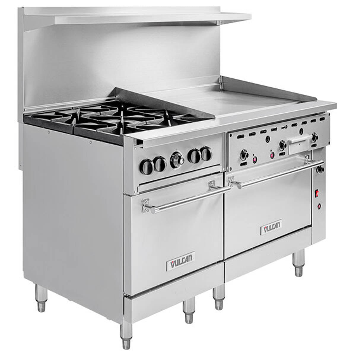 Vulcan 60SC-4B36G 60-Inch Commercial Gas Range — 4 Burners, Standard & Convection Oven, Manual Control