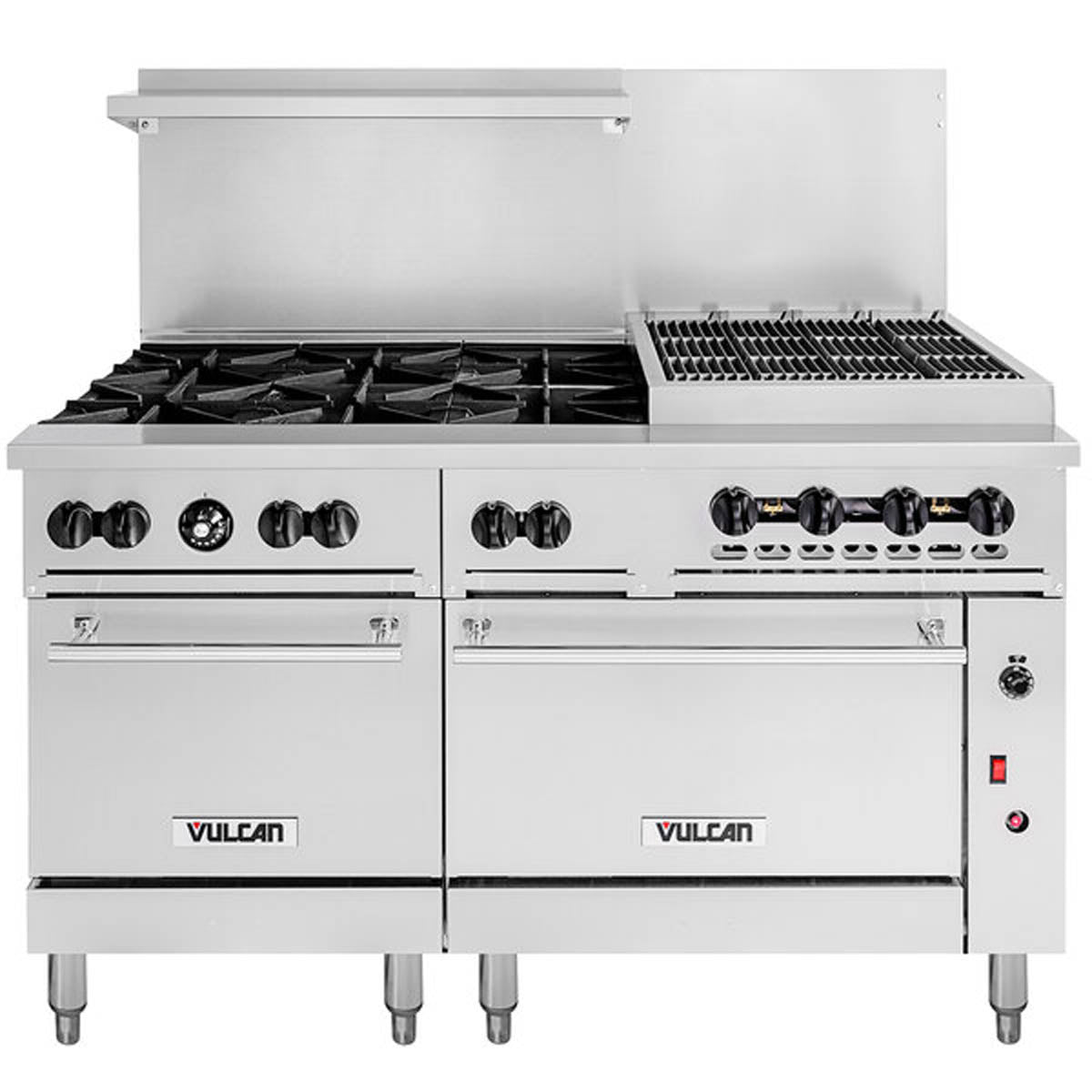Vulcan 60SC-6B24CBP 60-Inch Commercial Gas Range — 6 Burners, Standard & Convection Oven, Manual Control