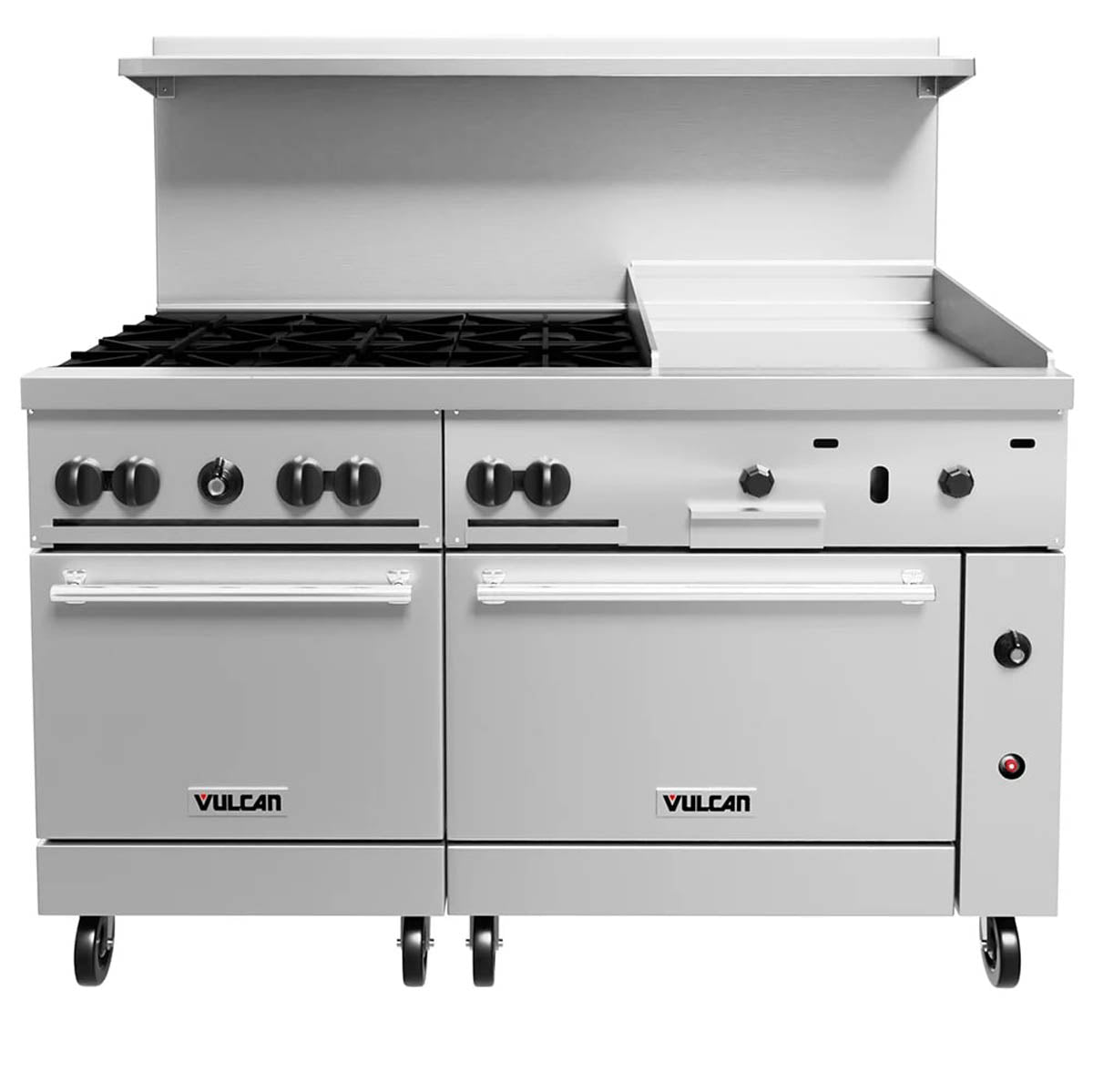 Vulcan 60SC-6B24GT 60-Inch Commercial Gas Range — 6 Burners, Standard & Convection Oven, Thermostatic Control