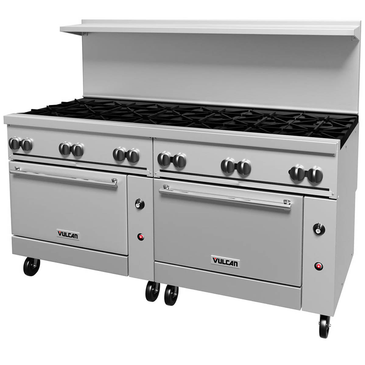 Vulcan 72CC-12B 72-Inch Commercial Gas Range — 12 Burners, Convection Oven, Manual Control