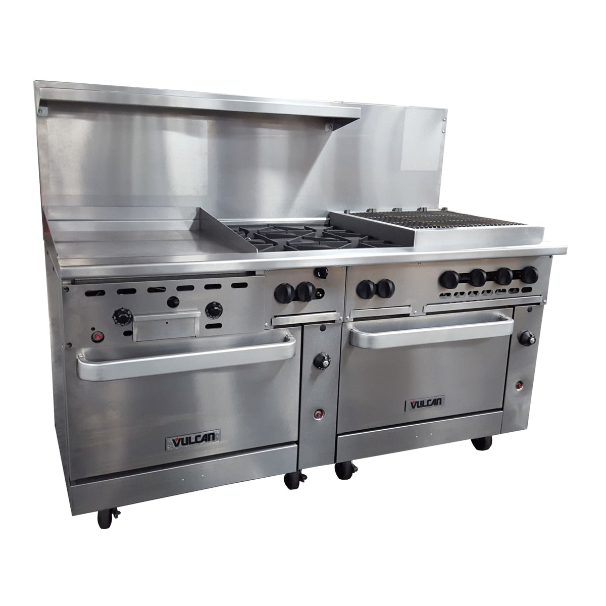 Vulcan 72CC-24G4B24CB 72-Inch Commercial Gas Range — 4 Burners, Convection Oven, Manual Control