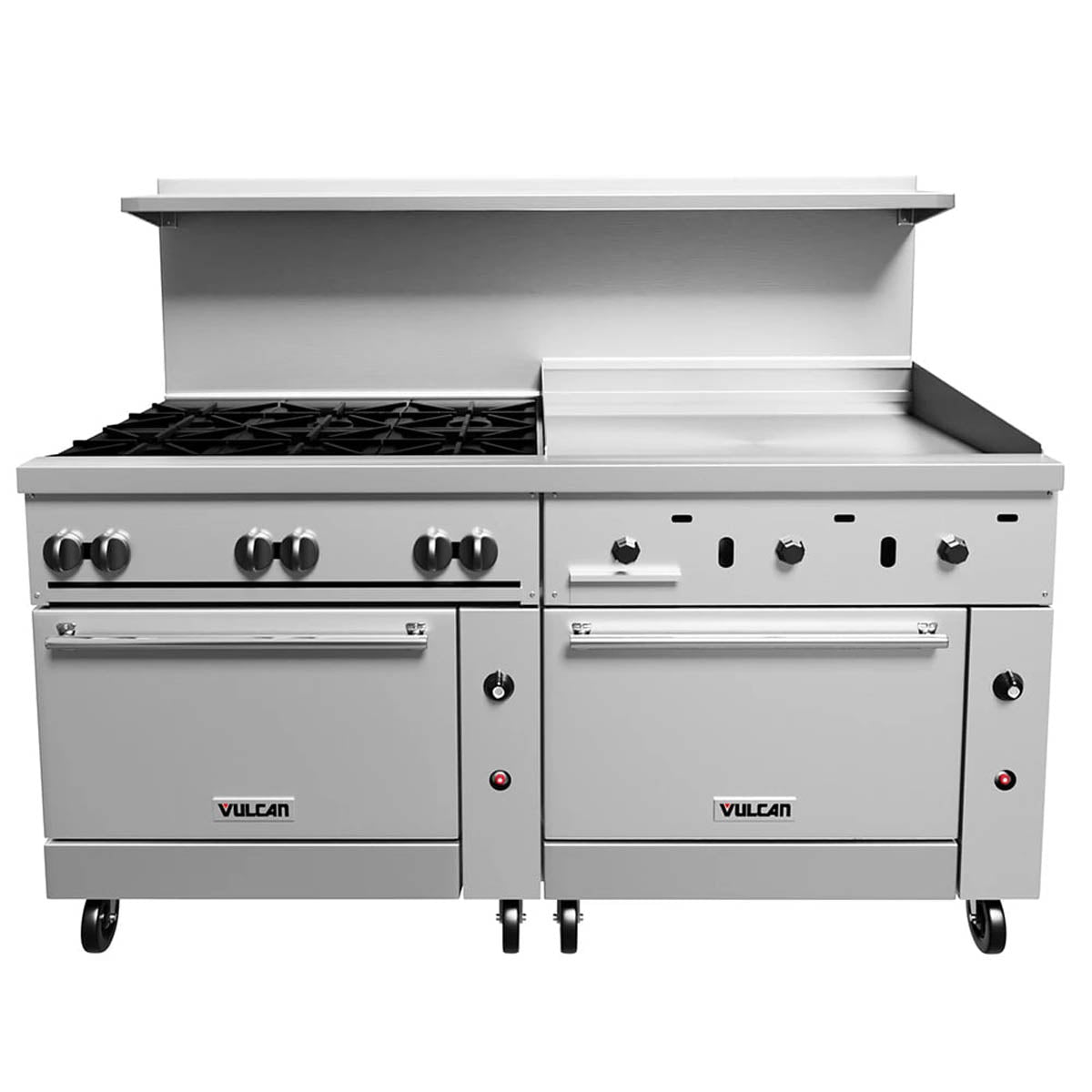 Vulcan 72RS-6B36G 72-Inch Commercial Gas Range — 6 Burners, Standard Oven, Manual Control