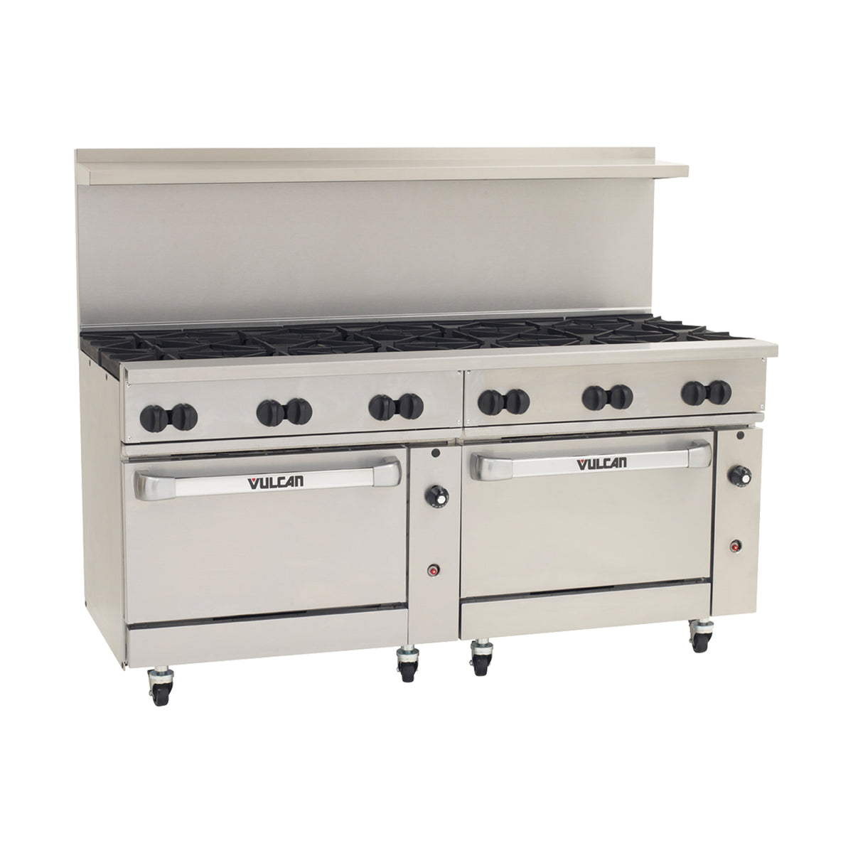 Vulcan 72SC-12B 72-Inch Commercial Gas Range — 12 Burners, Standard & Convection Oven, Manual Control