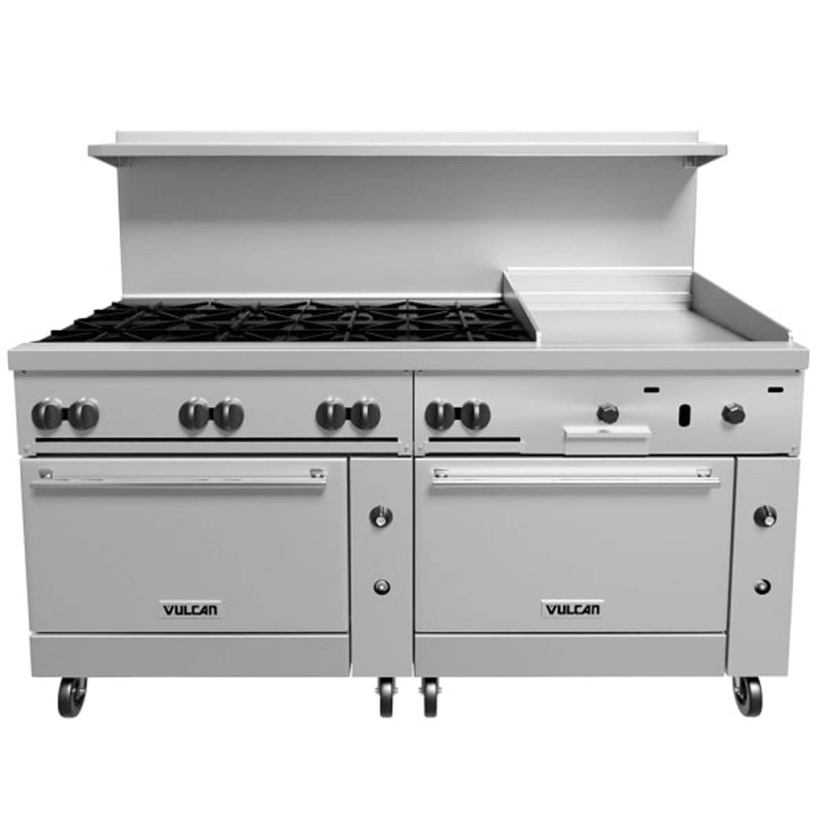 Vulcan 72SS-8B24G 72-Inch Commercial Gas Range — 8 Burners, Standard Oven, Manual Control